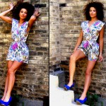 Blue Suede Pumps with Romper - Lookbook Nu