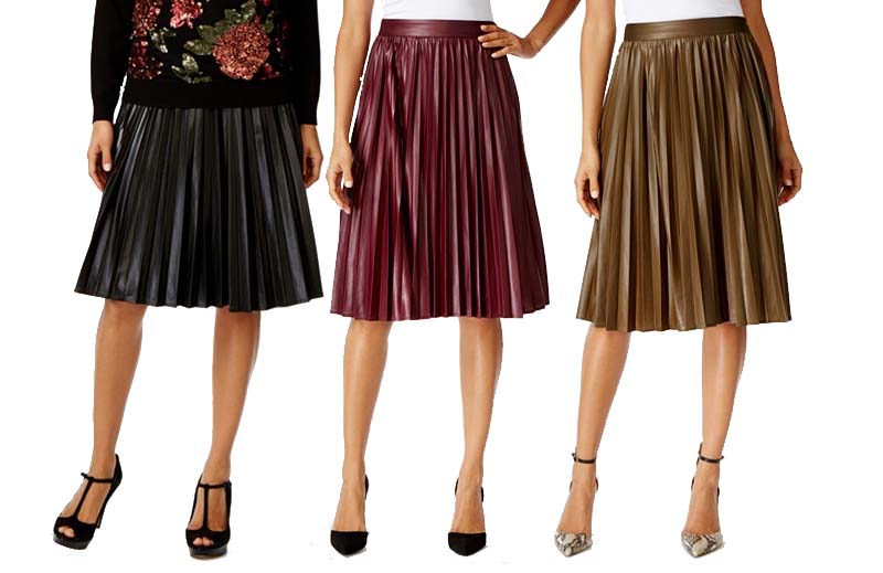 Want Pleated Faux Leather Midi Skirts Broke And Beautiful