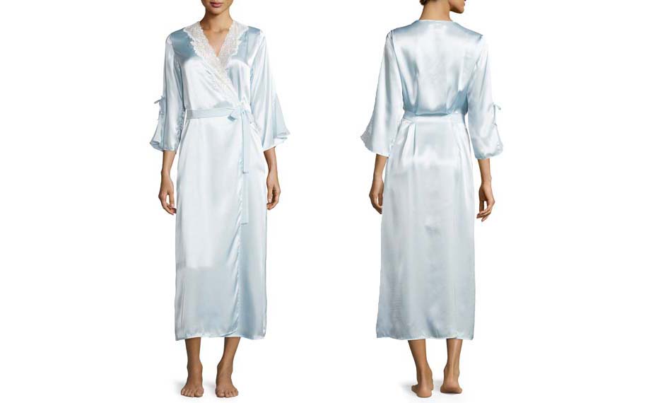 oscar de la renta light blue satin robe